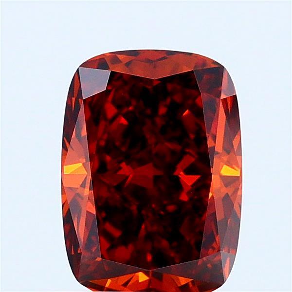 1.06 Carat Cushion Lab Grown Diamond, Fancy Deep Orange Color, VVS2 Clarity
