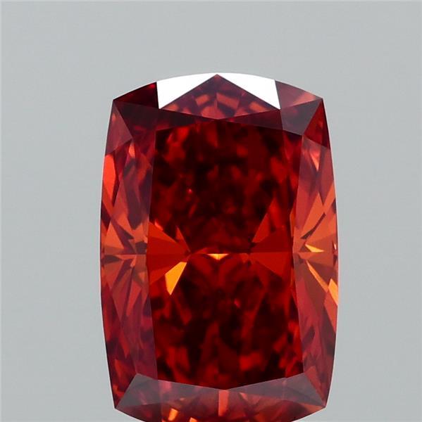 1.05 Carat Cushion Lab Grown Diamond, Fancy Vivid Orange Color, VVS2 Clarity