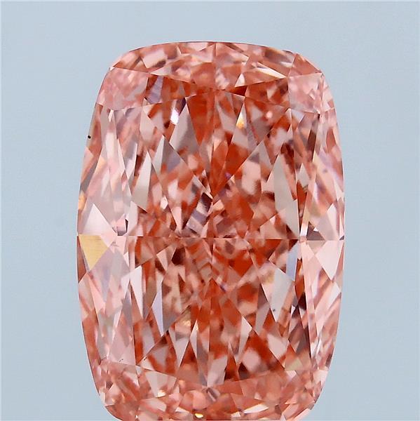 6.26 Carat Cushion Lab Grown Diamond, Fancy Vivid Pink Color, VS1 Clarity