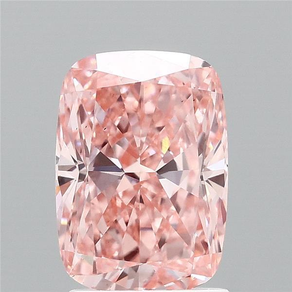 2.08 Carat Cushion Lab Grown Diamond, Fancy Vivid Pink Color, VS2 Clarity