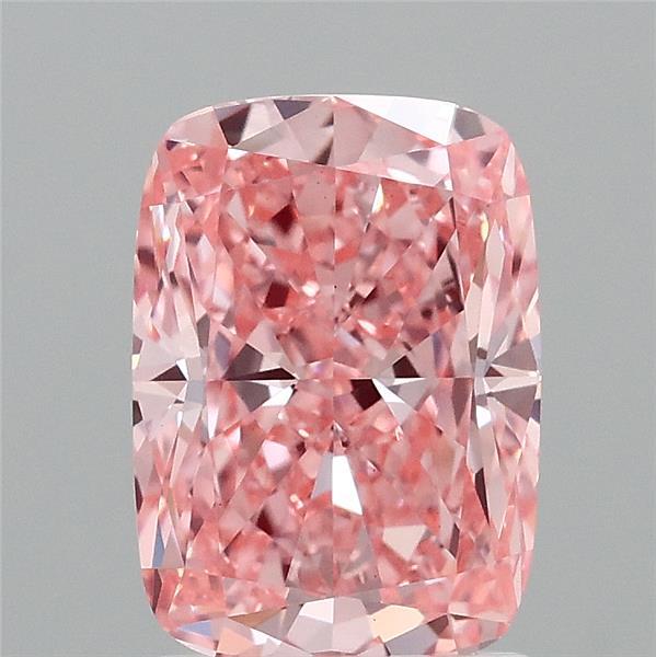 2.05 Carat Cushion Lab Grown Diamond, Fancy Vivid Pink Color, VS1 Clarity
