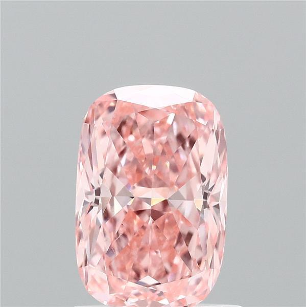1.07 Carat Cushion Lab Grown Diamond, Fancy Vivid Pink Color, VVS2 Clarity
