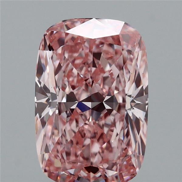 1.90 Carat Cushion Lab Grown Diamond, Fancy Vivid Pink Color, VS2 Clarity
