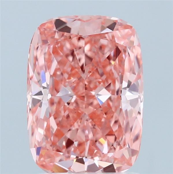 2.02 Carat Cushion Lab Grown Diamond, Fancy Vivid Pink Color, VS1 Clarity