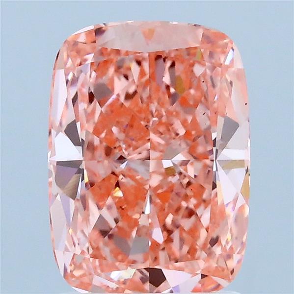 2.02 Carat Cushion Lab Grown Diamond, Fancy Vivid Pink Color, VS1 Clarity