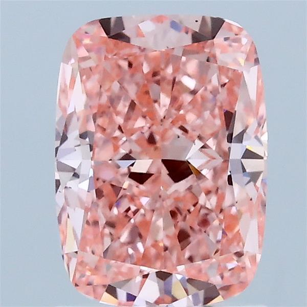 1.61 Carat Cushion Lab Grown Diamond, Fancy Vivid Pink Color, VS2 Clarity