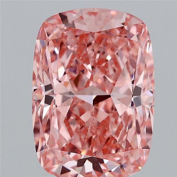 3.04 Carat Cushion Lab Grown Diamond, Fancy Vivid Pink Color, VS1 Clarity
