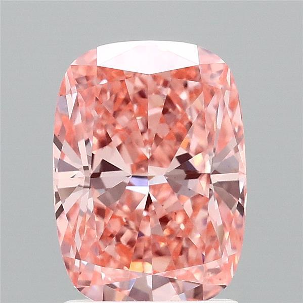 2.06 Carat Cushion Lab Grown Diamond, Fancy Vivid Pink Color, VS1 Clarity