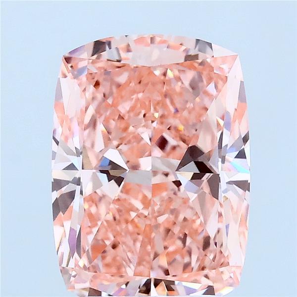 3.02 Carat Cushion Lab Grown Diamond, Fancy Vivid Pink Color, VVS2 Clarity