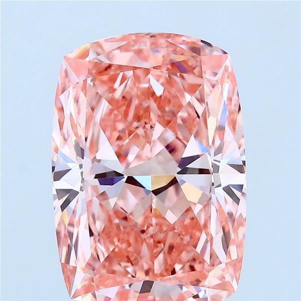 3.06 Carat Cushion Lab Grown Diamond, Fancy Vivid Pink Color, VVS2 Clarity