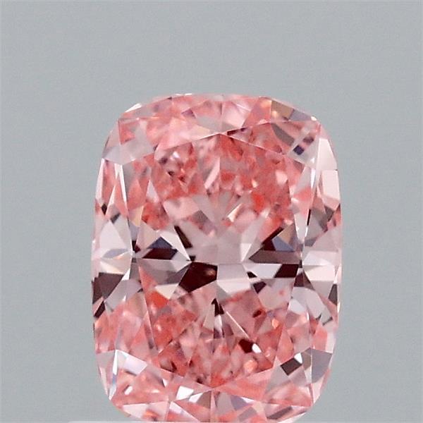 0.89 Carat Cushion Lab Grown Diamond, Fancy Vivid Pink Color, VVS2 Clarity