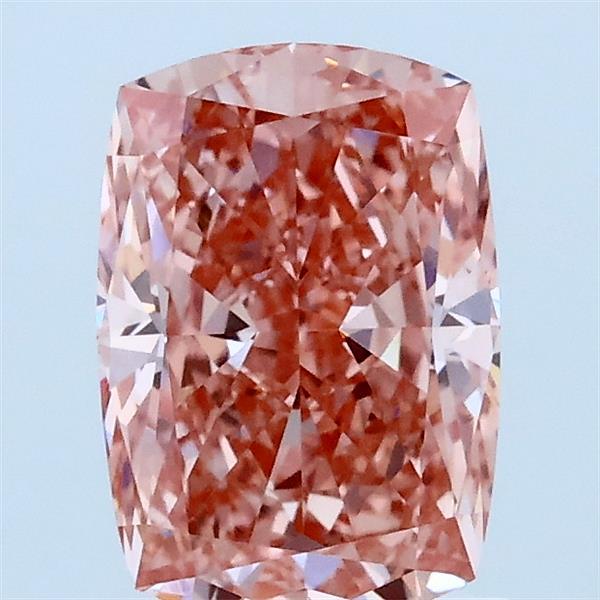 1.50 Carat Cushion Lab Grown Diamond, Fancy Vivid Pink Color, VVS2 Clarity