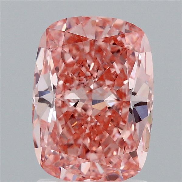 2.02 Carat Cushion Lab Grown Diamond, Fancy Vivid Pink Color, VS1 Clarity