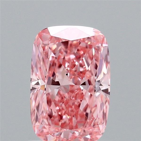 1.30 Carat Cushion Lab Grown Diamond, Fancy Vivid Pink Color, VS2 Clarity