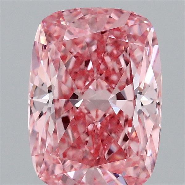 1.75 Carat Cushion Lab Grown Diamond, Fancy Vivid Pink Color, VS1 Clarity