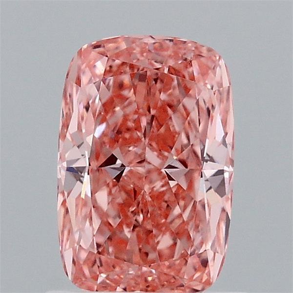 1.06 Carat Cushion Lab Grown Diamond, Fancy Vivid Pink Color, VVS2 Clarity