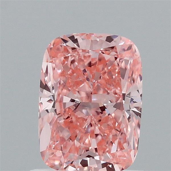 1.06 Carat Cushion Lab Grown Diamond, Fancy Vivid Pink Color, VVS2 Clarity