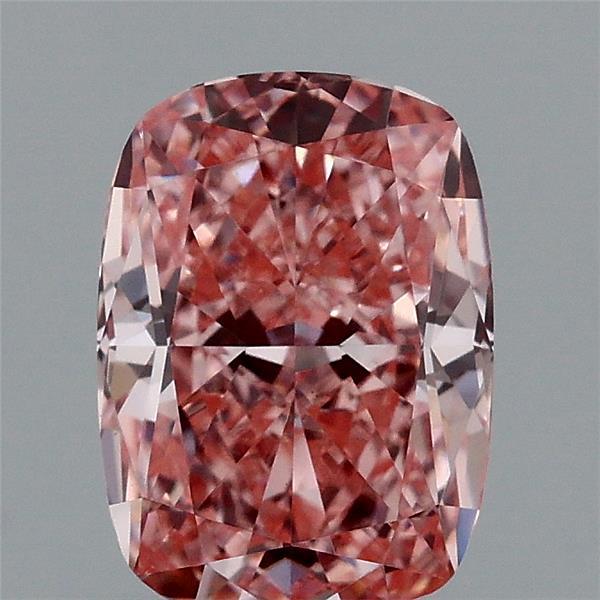 1.05 Carat Cushion Lab Grown Diamond, Fancy Vivid Pink Color, VS1 Clarity