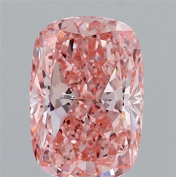 1.95 Carat Cushion Lab Grown Diamond, Fancy Vivid Pink Color, VS1 Clarity