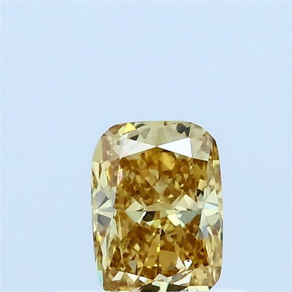 0.41 Carat Cushion Lab Grown Diamond, Fancy Intense Yellow Color, VS2 Clarity