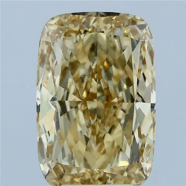 5.08 Carat Cushion Lab Grown Diamond, Fancy Intense Yellow Color, VVS2 Clarity