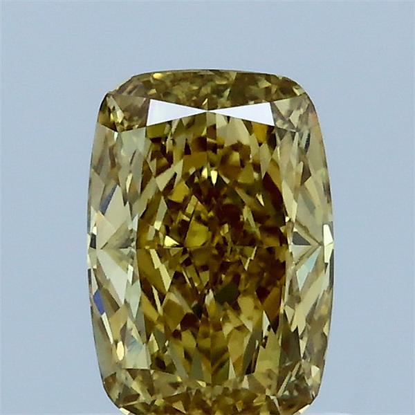 1.03 Carat Cushion Lab Grown Diamond, Fancy Intense Yellow Color, VVS2 Clarity