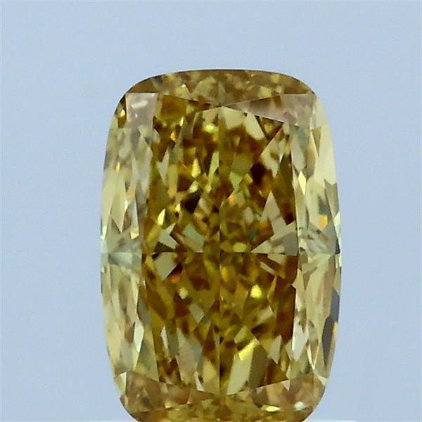 1.05 Carat Cushion Lab Grown Diamond, Fancy Intense Yellow Color, VVS2 Clarity