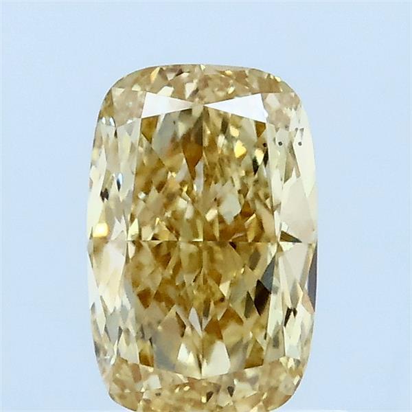 1.05 Carat Cushion Lab Grown Diamond, Fancy Intense Yellow Color, VS2 Clarity