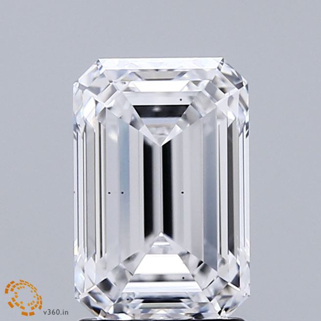 2.11 Carat Emerald Lab Grown Diamond, Excellent Polish, D Color, VS2 Clarity