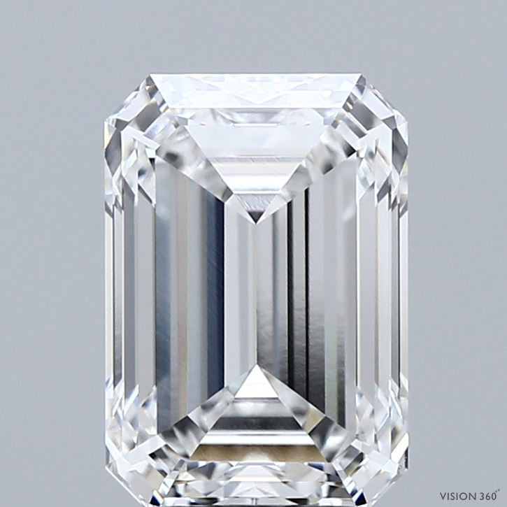3.02 Carat Emerald Lab Grown Diamond, Excellent Polish, E Color, VVS1 Clarity