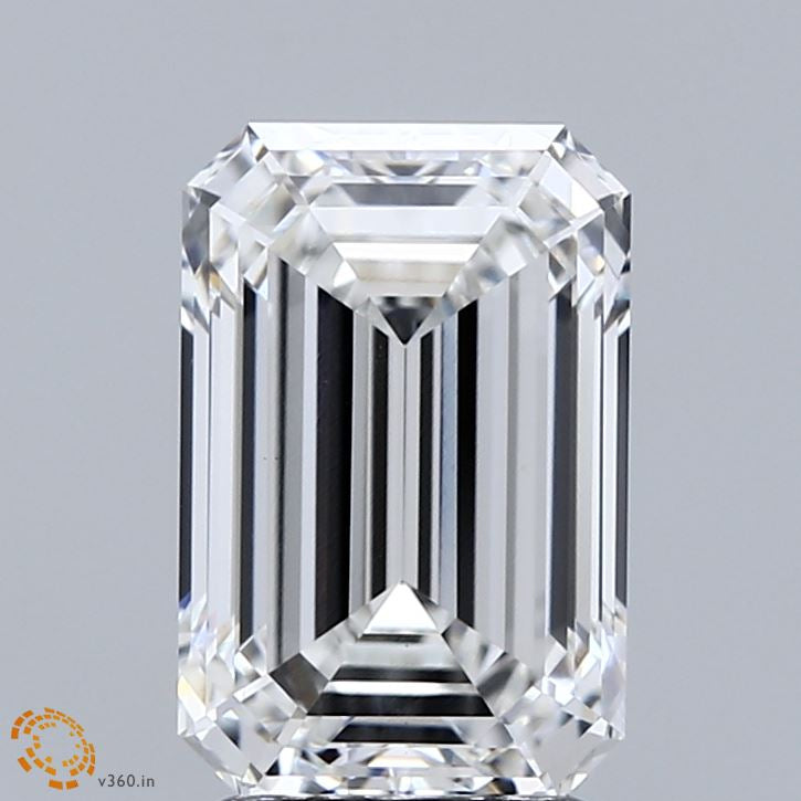 3.05 Carat Emerald Lab Grown Diamond, Excellent Polish, F Color, VVS2 Clarity