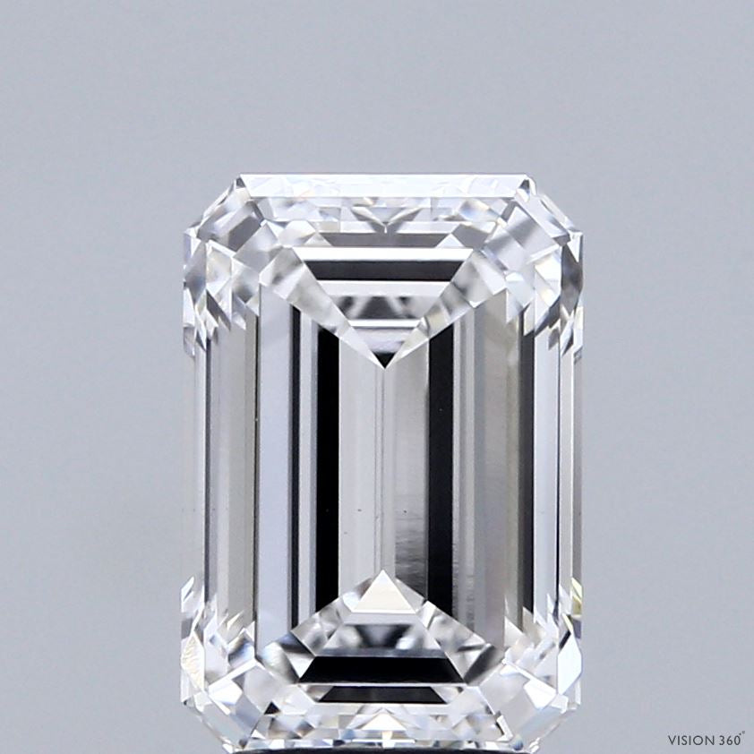 3.09 Carat Emerald Lab Grown Diamond, Excellent Polish, E Color, VS1 Clarity