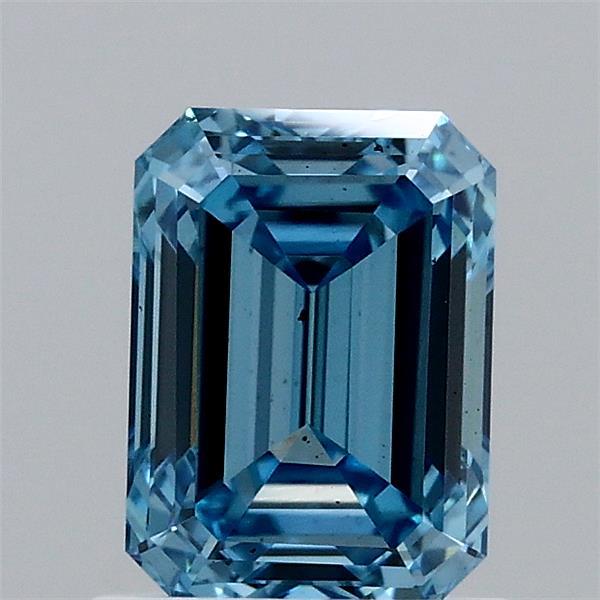 1.27 Carat Emerald Lab Grown Diamond, Fancy Vivid Blue Color, VVS2 Clarity