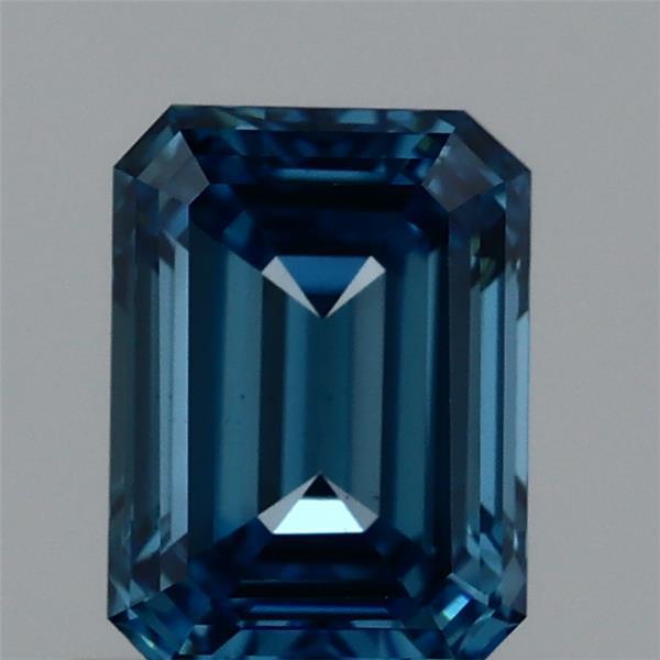 0.89 Carat Emerald Lab Grown Diamond, Fancy Vivid Blue Color, VS1 Clarity