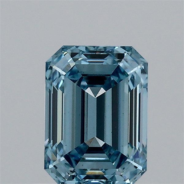 1.00 Carat Emerald Lab Grown Diamond, Fancy Intense Blue Color, VS1 Clarity