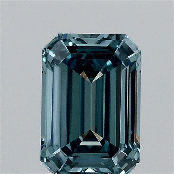 1.05 Carat Emerald Lab Grown Diamond, Fancy Vivid Blue Color, VS1 Clarity