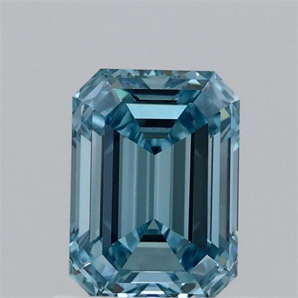 0.97 Carat Emerald Lab Grown Diamond, Fancy Vivid Blue Color, VVS2 Clarity