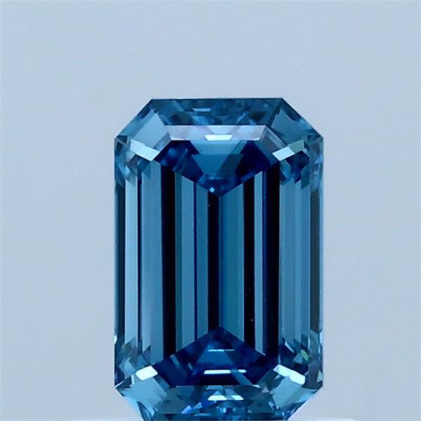 0.78 Carat Emerald Lab Grown Diamond, Fancy Vivid Blue Color, VS2 Clarity