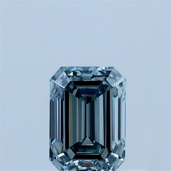 0.53 Carat Emerald Lab Grown Diamond, Fancy Intense Blue Color, VS1 Clarity