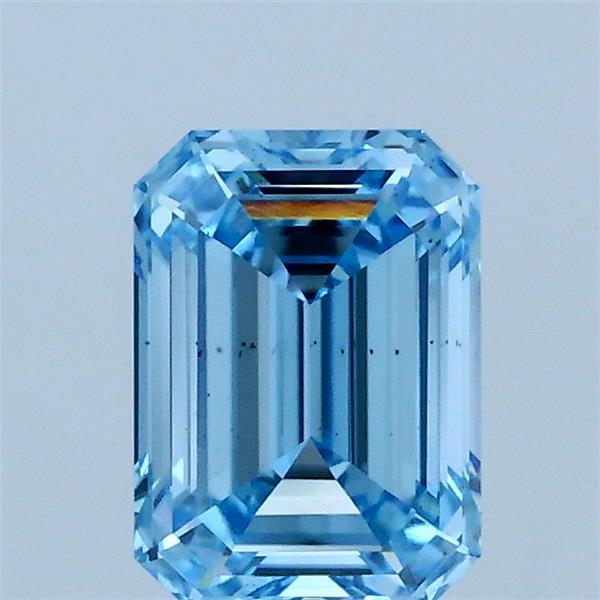 1.03 Carat Emerald Lab Grown Diamond, Fancy Vivid Blue Color, VS2 Clarity