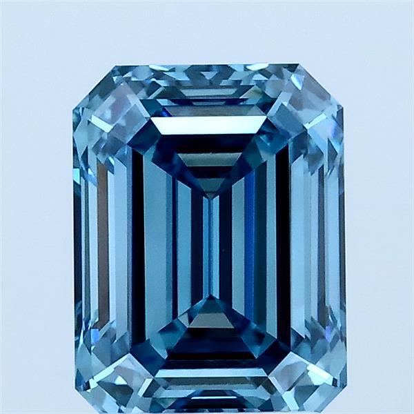 2.03 Carat Emerald Lab Grown Diamond, Fancy Vivid Blue Color, VVS2 Clarity