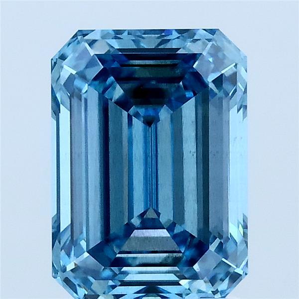 2.04 Carat Emerald Lab Grown Diamond, Fancy Vivid Blue Color, SI1 Clarity