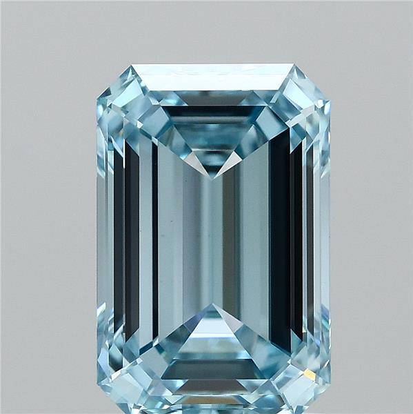 2.00 Carat Emerald Lab Grown Diamond, Fancy Vivid Blue Color, VVS2 Clarity