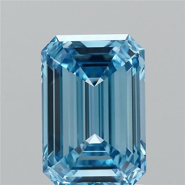 1.81 Carat Emerald Lab Grown Diamond, Fancy Vivid Blue Color, VVS2 Clarity