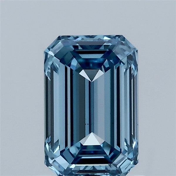 1.15 Carat Emerald Lab Grown Diamond, Fancy Vivid Blue Color, VS1 Clarity