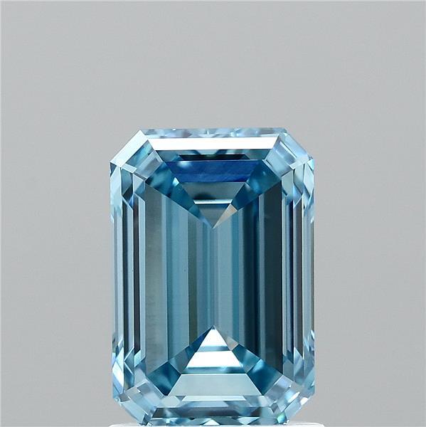 1.69 Carat Emerald Lab Grown Diamond, Fancy Vivid Blue Color, VVS2 Clarity