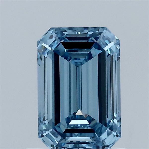 1.05 Carat Emerald Lab Grown Diamond, Fancy Vivid Blue Color, VS1 Clarity