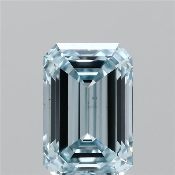1.51 Carat Emerald Lab Grown Diamond, Fancy Vivid Blue Color, VS1 Clarity