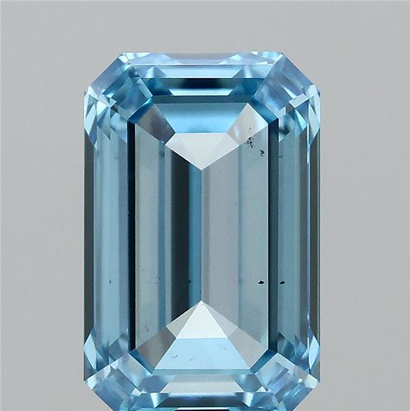 1.51 Carat Emerald Lab Grown Diamond, Fancy Vivid Blue Color, VS2 Clarity