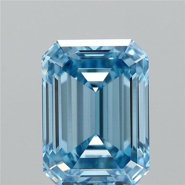 2.02 Carat Emerald Lab Grown Diamond, Fancy Vivid Blue Color, VS1 Clarity